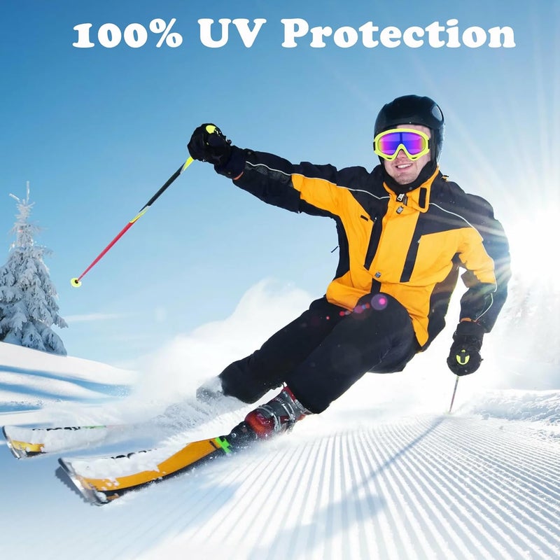 XILEDUO Ski Goggles Snowboard Goggles for Men Women Kids Winter Snow Windproof Sports Sunglasses Motorcycle ATV Glasses for Youth Adult Teens, UV Protection Foam Anti-Scratch Dustproof (Yellow) - Image 4